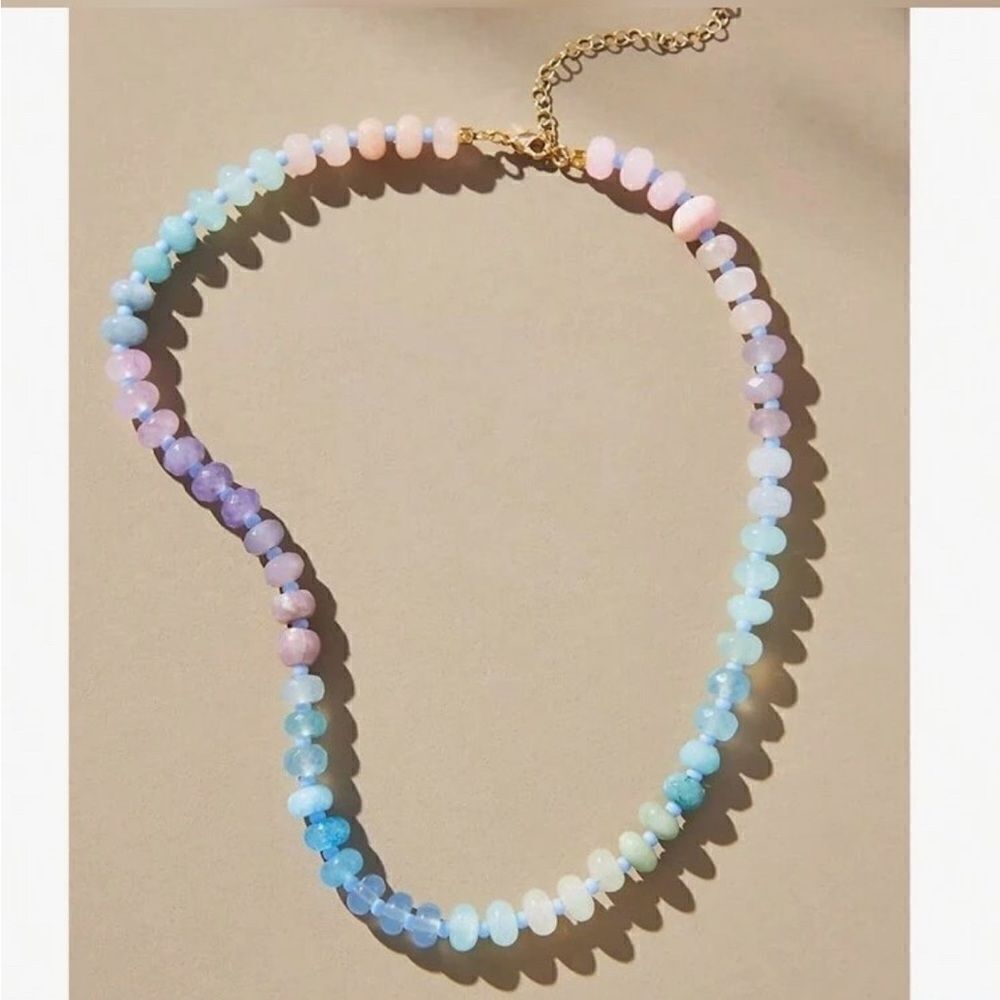 Anthropologie Pastel Beaded Necklace in Blue, Pink, Lavender, Mint